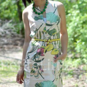 H & M Conscious Collection Pink, Peach, floral print lined shift dress